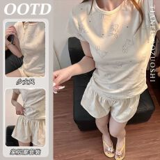 批发纺棉 高级感兔子印花可爱吊带<b class='q'>睡衣</b>女<b class='q'>夏季</b>2026新款短裤套装