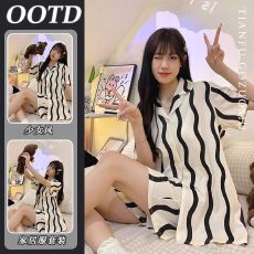 批发纯棉 ins风卡通<b class='q'>睡衣</b>女<b class='q'>夏季</b>新款可爱学生宿舍短袖