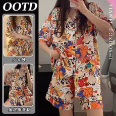 批发仿棉 ins风卡通<b class='q'>睡衣</b>女夏季新款学生宿舍短袖居家服