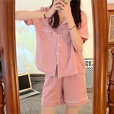 批发蜜桃粉2026夏季新款网红高级纯色学生<b class='q'>睡衣</b>女家居服