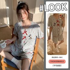 批发夏季睡衣<b class='q'>女士</b>莫代尔套装带胸垫可外出日韩风可爱家居服套装