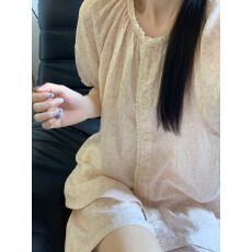 批发粉色碎花云朵棉网红风2026年夏季新款睡衣女短袖家居服官方