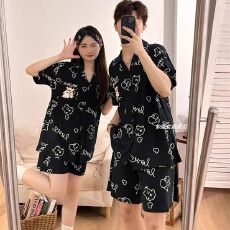批发情侣睡衣女夏季<b class='q'>韩版</b>短袖宽松卡通大码<b class='q'>男</b>女款家居服可外穿