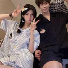 批发云朵棉 日系卡通<b class='q'>情侣</b><b class='q'>睡衣</b>男女夏季短袖短裤家居服套装
