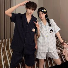 批发云朵棉 日系卡通<b class='q'>情侣</b><b class='q'>睡衣</b>男女夏季短袖短裤家居服套装