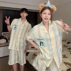 批发云朵棉 日系卡通<b class='q'>情侣</b><b class='q'>睡衣</b>男女夏季短袖短裤家居服套装