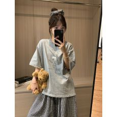 批发仿棉夏季薄款可外穿圆领家居服显瘦<b class='q'>可爱</b>短袖长裤套装