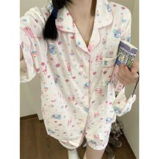 韩版条纹粉萌小飞鼠睡衣女夏天2026新款短袖短裤家居服可外穿套装
