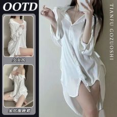 批发性感睡衣春秋款女2026新款风衬衫睡裙薄款纯欲风夏可外穿