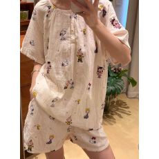 批发快乐家族双短网红风韩版<b class='q'>夏季</b>新睡衣女2026年短袖家居服套装
