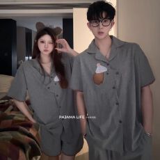 批发云朵棉卡通情侣睡衣<b class='q'>男</b>女夏季短袖短裤可外穿家居服套装