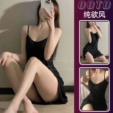 批发吊带睡衣女款性感薄款<b class='q'>夏</b>季灰色美背带胸垫短裙纯欲风睡裙莫代尔棉