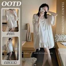 批发2026新款冰丝缎面睡衣女夏波光粼粼简约家居服套