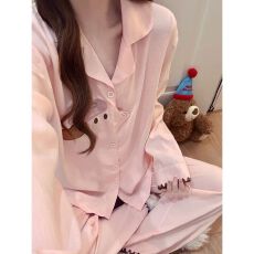 批发云朵棉月牙杏色长袖睡衣套装女秋春季甜美开衫家居服