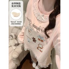 批发春秋冬季带胸垫<b class='q'>睡衣</b>女士拉架仿棉公主风家居服套装