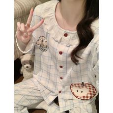 批发春秋冬季带胸垫<b class='q'>睡衣</b>女开衫拉架仿棉公主风家居服套