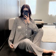 批发2026新款羊绒长袖开衫<b class='q'>睡衣</b>套装女士秋冬季甜美休闲家居服可外穿