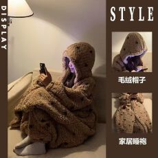 批发主播爆款网红款圆点冬款卡通睡袍保暖可爱冬季珊瑚绒加厚家居服