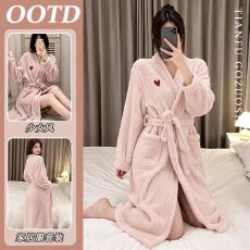 睡衣女秋冬长款加厚性感风睡袍晨袍睡裙家居服