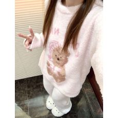 批发甜美卡通冬季半边绒·连帽睡衣睡<b class='q'>裤</b>加厚保暖少女家居服套<b class='q'>装</b>