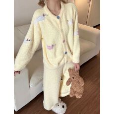 批发甜美卡通冬季半边绒·圆领·睡衣睡<b class='q'>裤</b>加厚保暖少女家居服套<b class='q'>装</b>