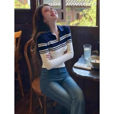 批发2025秋季高级感超好看上衣法式别致独特绝美小众不撞款拼接针织衫