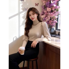 批发法式轻熟风半高领针织衫优雅软糯<b class='q'>修身</b>毛衣2025秋冬长袖保暖<b class='q'>打底衫</b>