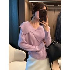 批发<b class='q'>不规则</b>翻领细羊毛<b class='q'>针织衫</b>女欧洲站2025冬装新款欧货女装时尚毛衣潮