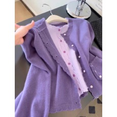 批发韩系气质假两件长袖针织衫毛衣女秋<b class='q'>冬</b>慵懒风温柔宽松减龄开衫外套
