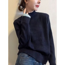 批发简约风高领2025冬款长袖毛衣羊绒加厚宽松百搭气质显瘦上衣针织衫