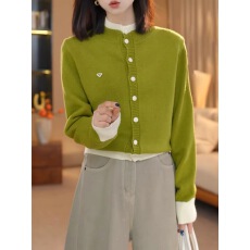 批发假两件撞色圆领针织衫女秋冬2025年新款毛衣修身内搭打底长袖上衣