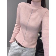 批发秋冬款百搭烫钻针织衫<b class='q'>长袖</b>女欧洲站内搭紧身毛衣半高领打底衫上衣