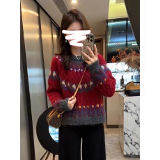 批发秋冬氛围感圣诞红色毛衣女2025新款<b class='q'>复古</b>慵懒风加厚针织衫长袖上衣