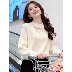 批发设计感蕾丝<b class='q'>镂空</b>钉珠毛衣女款2025新款冬季爆款独特漂亮针织<b class='q'>衫</b>上衣