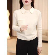 批发翻领口袋红色毛衣内搭女秋冬2025新款针织打底衫减龄<b class='q'>气质</b>长袖上衣