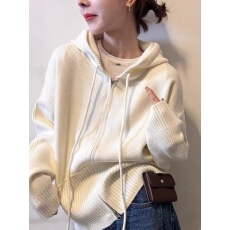 批发抽绳连帽山羊绒针织开衫女<b class='q'>欧洲站</b>2025冬装新款欧货女装毛衣外套潮