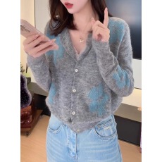批发灰色马海毛提花针织衫女春<b class='q'>夏</b>薄款开衫2026年新款韩系气质减龄上衣