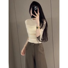 批发轻熟法式风圆领五分<b class='q'>袖</b>毛针织衫女2026夏季新款修身显瘦高级感<b class='q'>上衣</b>