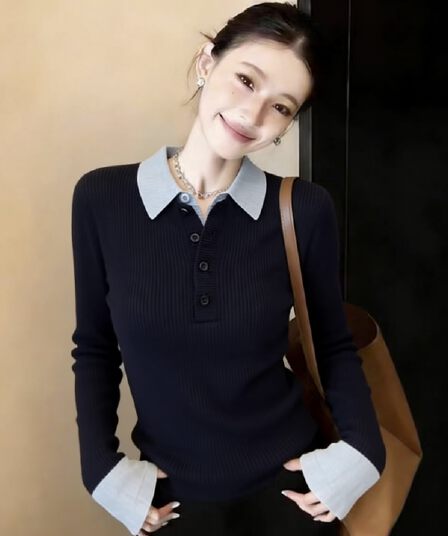 풀오버 페이크 레이어드 양모 맨위 캐주얼 배색 2026 새로운 편안함 긴팔 출퇴근 빛 럭셔리 니트 스웨터