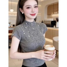 批发重工钉珠2026新款T恤休闲风设计感短袖独特漂亮<b class='q'>针织衫</b>上衣女