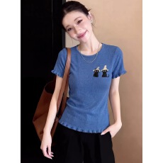 批发<b class='q'>欧洲站</b>高端夏季<b class='q'>新款</b>小猫针织短袖T恤高级感穿搭短款上衣欧货女装