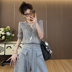 批发2026年夏季新款镂空针织衫<b class='q'>开衫</b>短袖t恤简约显瘦百搭女