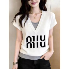 批发设计感白色字母提花V领<b class='q'>针织衫</b>女2026夏季日常穿搭<b class='q'>假两件</b>短袖上衣