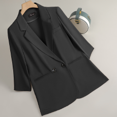 批发白色西装外套女夏季薄款<b class='q'>七分袖</b>2025新款休闲设计感开叉小西服上衣