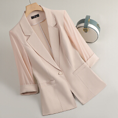 批发2025年春夏新款白色<b class='q'>七分袖</b>西装外套女小个子修身气质高级感西服薄