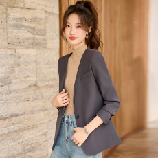 批发无领修身长袖西装外套女2025春秋季韩版时尚<b class='q'>休闲</b>职业通勤<b class='q'>西服</b>外套
