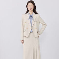 批发白领职业米白色西装套装女士春夏小个子职业正装教资面试西服外套