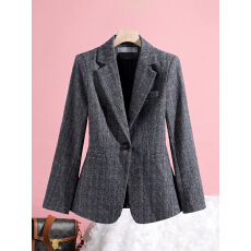 批发2025秋季新款格纹<b class='q'>西装</b>外套女高级感职业工作服<b class='q'>修身</b>显瘦一粒扣西服