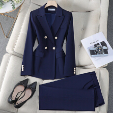 批发高级感时尚格纹西服外套女秋<b class='q'>冬</b>季新款通勤正装工作服简约干练西装