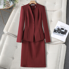 批发红色西装外套女秋<b class='q'>冬</b>季气质美容院正装工作服女神范连衣裙西服套装